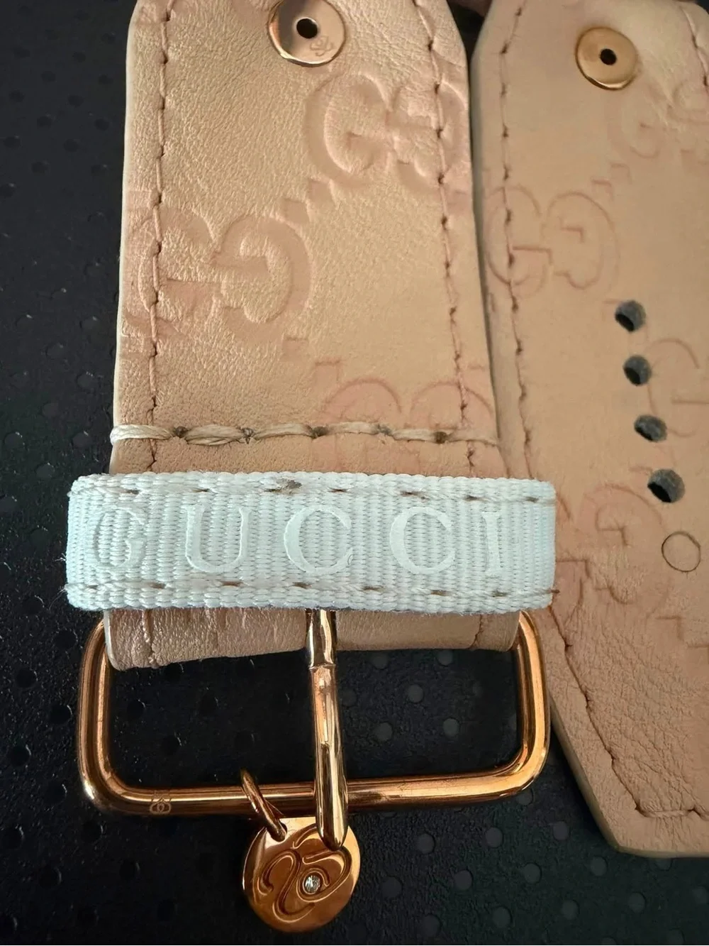 Spark*l Peach Embossed Leather Watch Strap with Rose gold Hardware and keeper